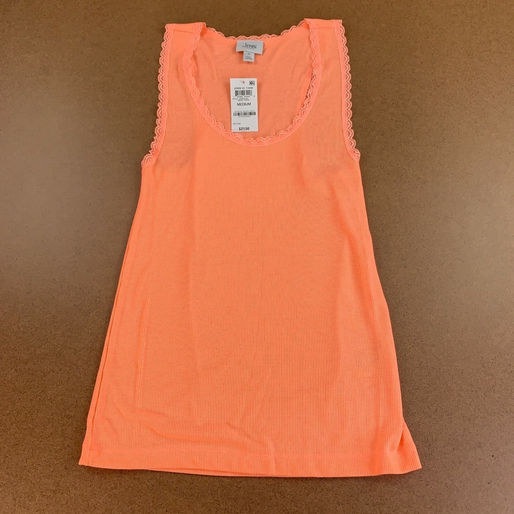 Jenni Intimates Size Medium Neon Coral Sleep Pajama Tank Top NWT